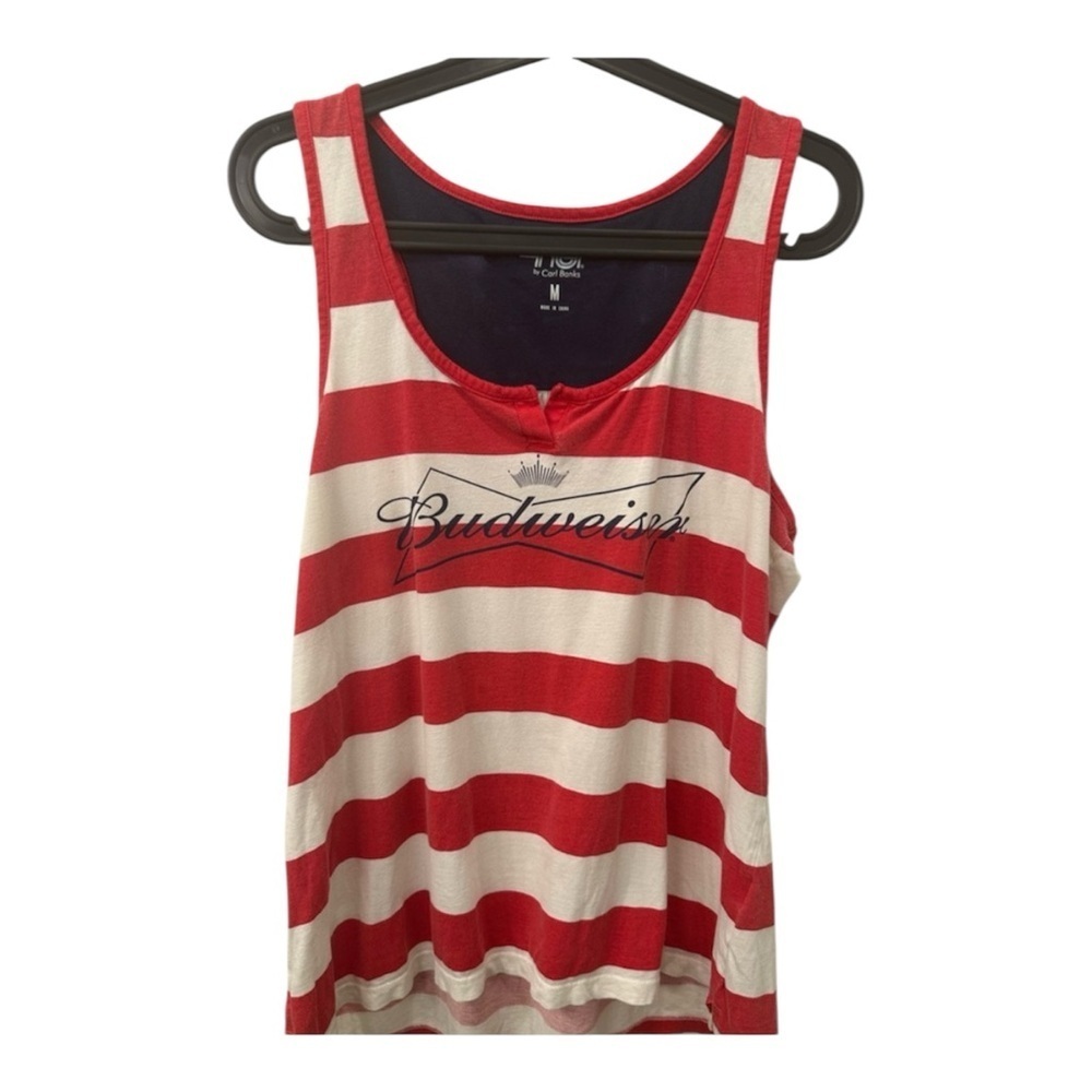 Budweiser King of Beer Red and White Striped Tank M